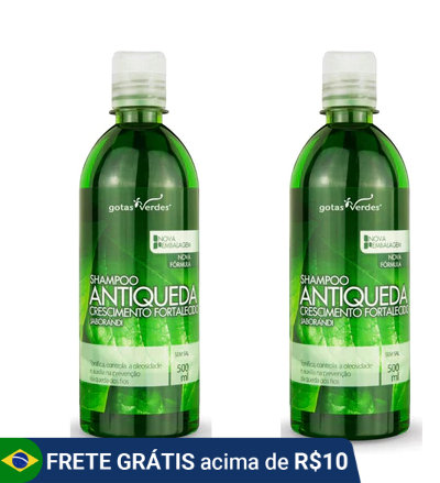 Kit 2 Shampoo Antiqueda Crescimento Fortalecido Jaborandi Gotas Verdes 500 ml