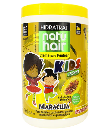 Creme para pentear Kids Maracujá Natuhair 1kg Antifrizz Definição Volume Cachos Ondulados Vegano