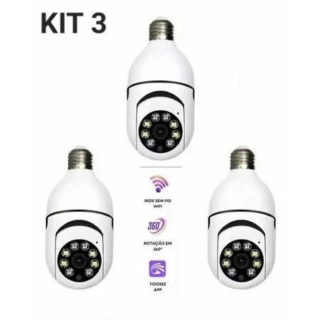 Kit de câmera de segurança sem fio à prova d'água com rotação de 360°, Yoosee, visão noturna full HD