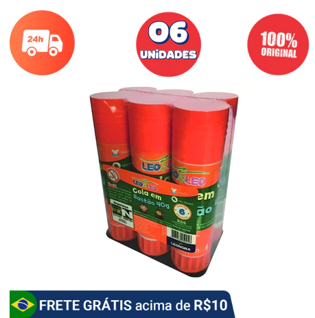 Cola Bastão 40g - KIT com 6 e 12 Unidades Leo & Leo Volta as aulas