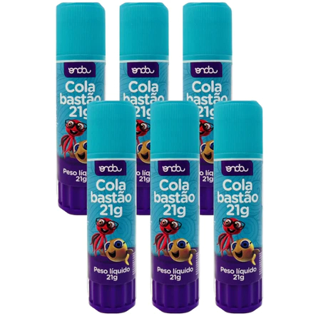 Colas Bastão kit 6 Unidades 21gr Onda Pro Cola Papel Cartolina Escritório Artesanato