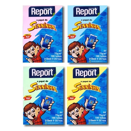 Papel Sulfite A4 210 x 297 mm 100 Folhas Brancas e Coloridas (1, 2 e 3 Unidades)