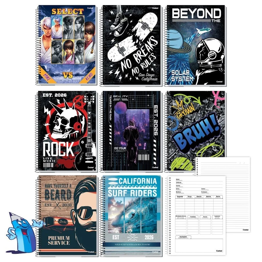 CADERNO 20 MATERIAS MASCULINO 400 FOLHAS CREDEAL MY COLLECTION