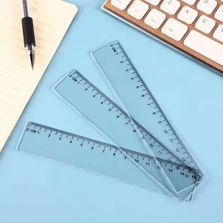 KIT 10 Réguas Plástica 15cm Transparente Régua Escolar Medidora Escritório Office Cristal Pequena