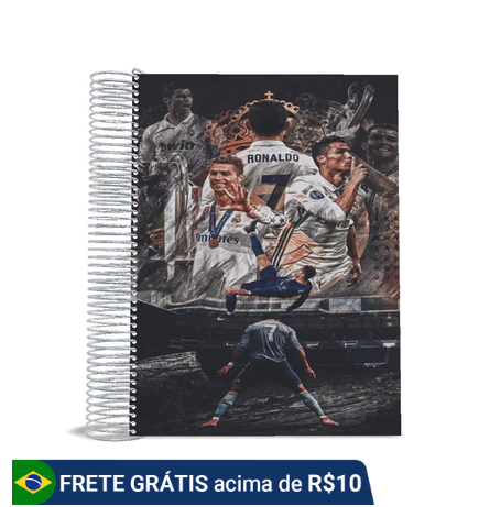 Caderno Cristiano Ronaldo De 20 matérias universitário 400 folhas